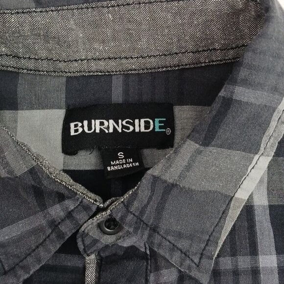 Burnside Plaid Button Down Shirt Gray Long Sleeve Mens Size Small - Picture 3 of 4